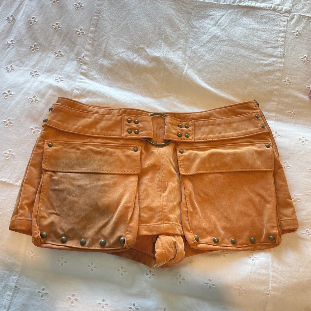 Free People Brown/Orange Studded Shorts